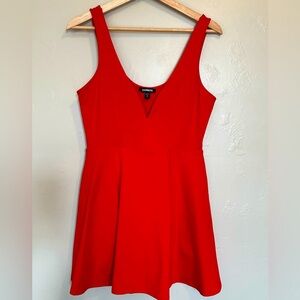 Express Red Skater Dress Built in Shorts Wired V Neck